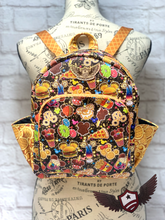 Load image into Gallery viewer, RTS Mini Backpack - Disney Snacks (faux leather pockets)