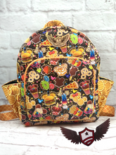 Load image into Gallery viewer, RTS Mini Backpack - Disney Snacks (faux leather pockets)