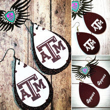 Load image into Gallery viewer, Faux Leather Earrings - College Themed
