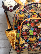 Load image into Gallery viewer, RTS Mini Backpack - Disney Snacks (faux leather pockets)
