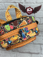 Load image into Gallery viewer, RTS Mini Backpack - Disney Snacks (faux leather pockets)
