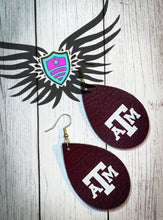 Load image into Gallery viewer, Faux Leather Earrings - College Themed
