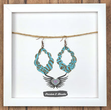 Load image into Gallery viewer, Genuine Leather Earrings - Teal Embossed
