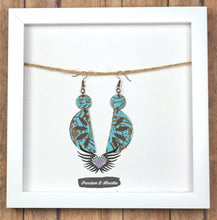 Load image into Gallery viewer, Genuine Leather Earrings - Teal Embossed
