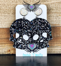 Load image into Gallery viewer, Faux Leather Earrings - Halloween skulls
