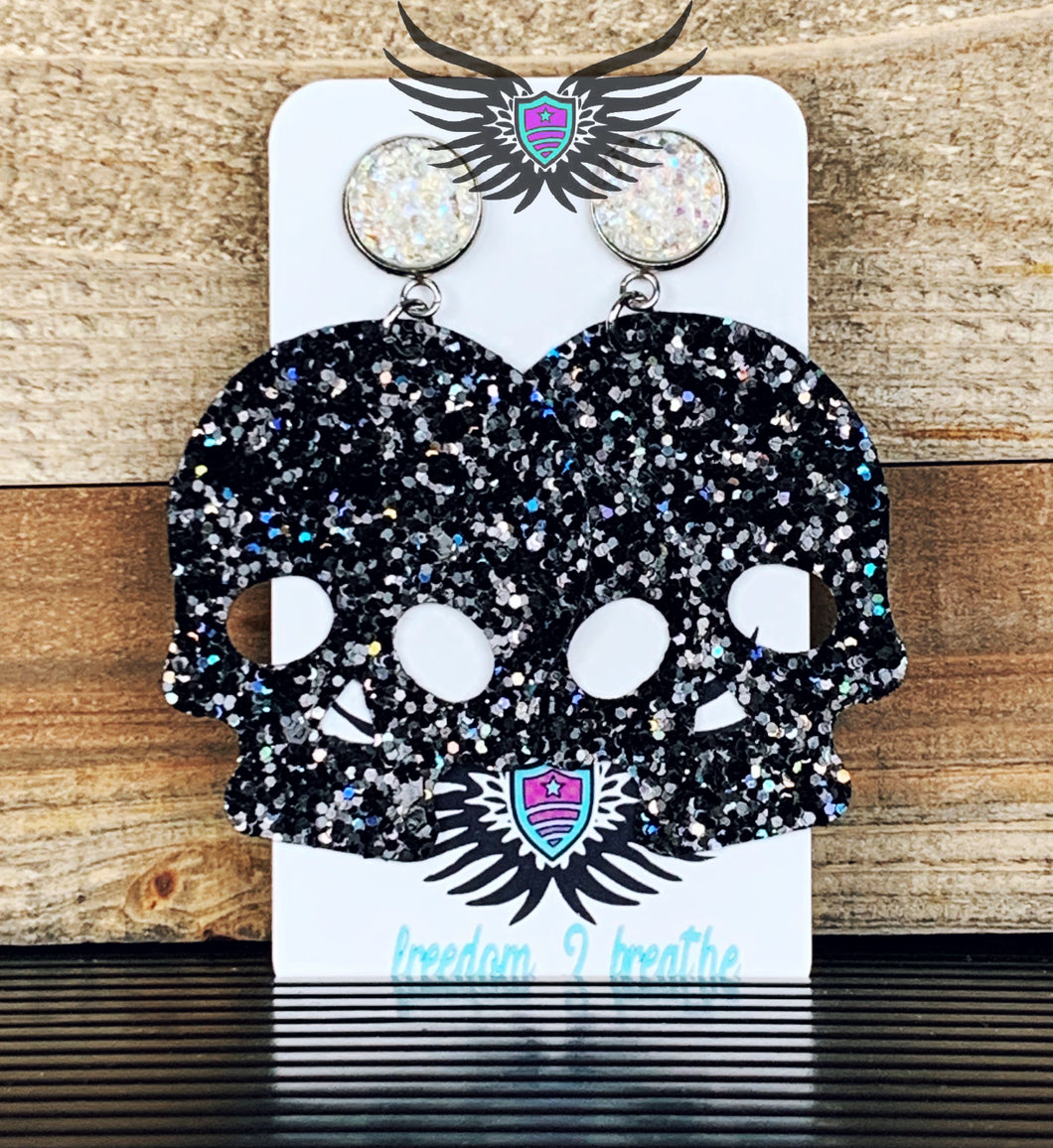 Faux Leather Earrings - Halloween skulls